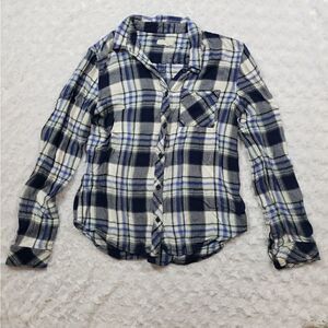 Blue plaid super soft button shirt BLL